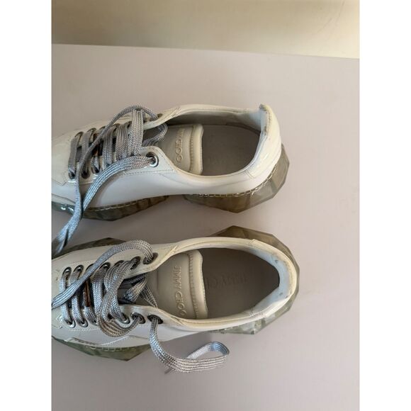 Jimmy Choo Womens Size EU 36 US 6 Trainers Diamond White Tan Leather Sneakers - Picture 6 of 12